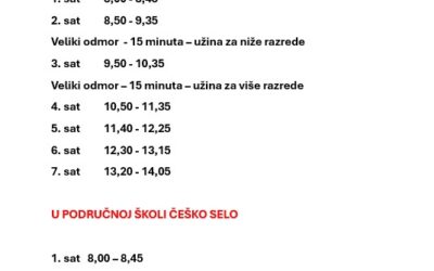 Raspored zvona i raspored prijevoza učenika