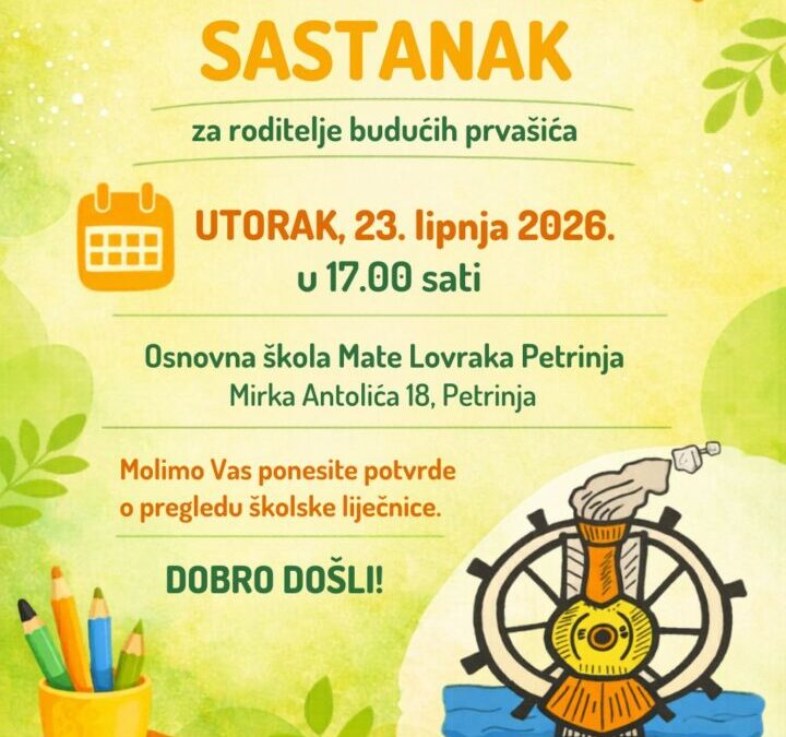 Poziv na roditeljski sastanak roditelja prvašića
